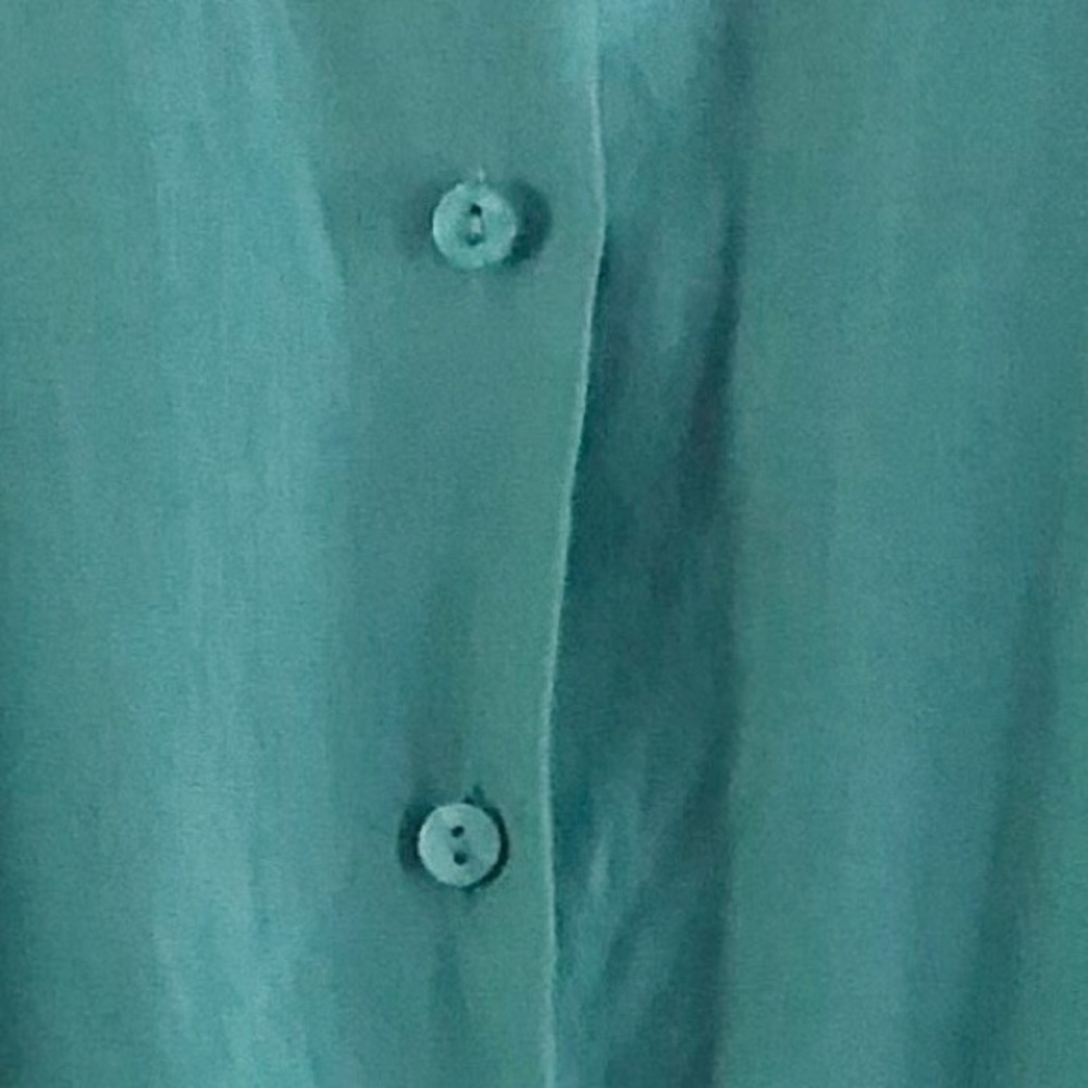 Orvis 100% Linen Teal Lagenlook Blouse Large - Picture 9 of 9